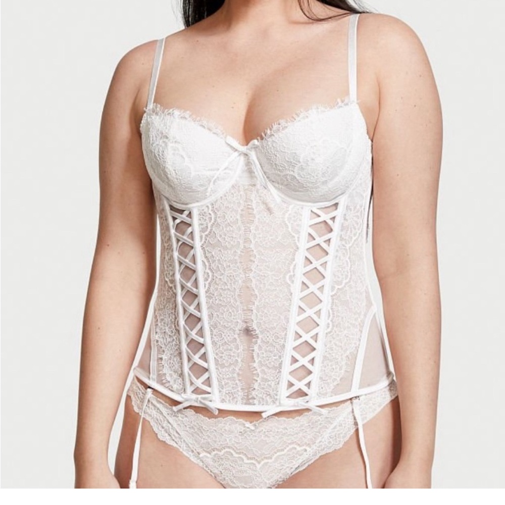 Victoria Secret Lingerie Bustier Corset wicked unlined lace-up corset top.